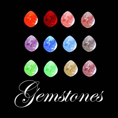 Güzel renkli gemstones kümesi. Vektör çizim.