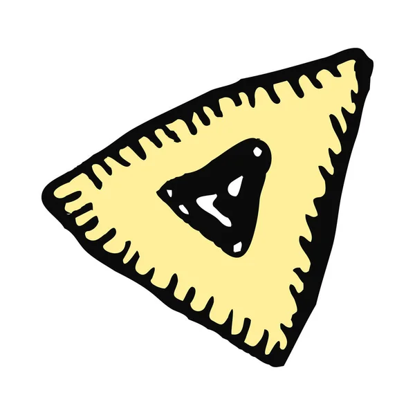 Gomentashen. Biscuits triangulaires pour la fête juive de Pourim. Tirage à la main. Doodle. Illustration vectorielle sur fond isolé . — Image vectorielle