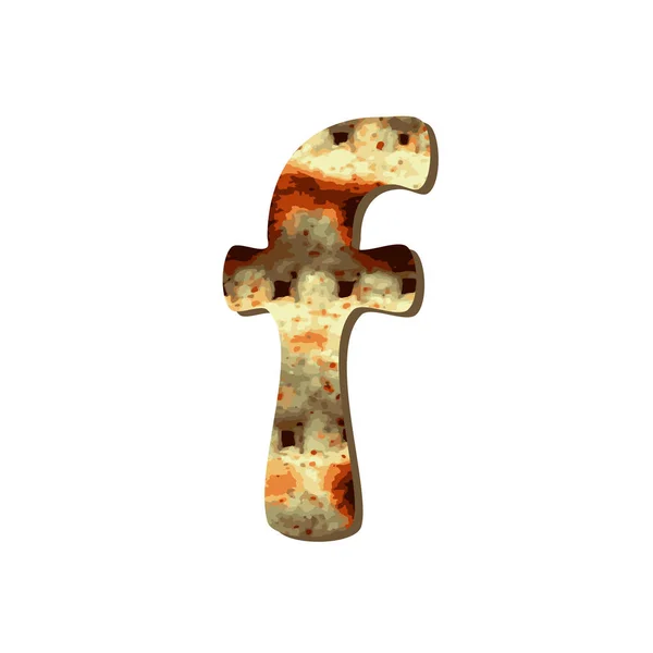 Английская буква F с текстурой мацы. Шрифт на Пасху. Векторная иллюстрация на изолированном фоне . — стоковый вектор