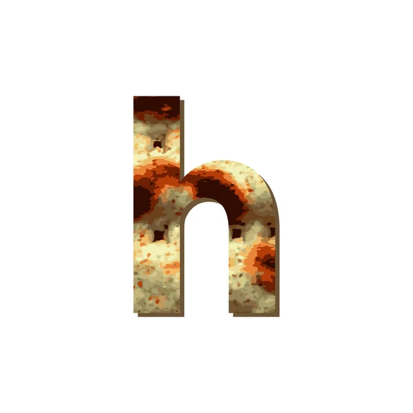 Lettre anglaise minuscule H avec texture matza. Police pour la Pâque. Illustration vectorielle sur fond isolé . — Image vectorielle