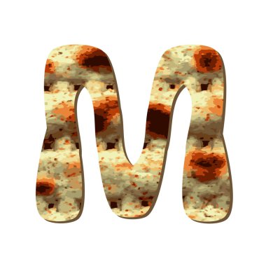 Sermaye İngilizce mektup M matza dokulu yuvarlak. Fısıh Bayramı için yazı tipi. Vektör illüstrasyon izole arka plan üzerinde.