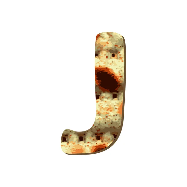 Στρογγυλεμένες κεφαλαίου Ελληνικά γράμμα J με matza υφή. Γραμματοσειρά για το εβραϊκό Πάσχα. Εικονογράφηση διάνυσμα σε απομονωμένες φόντο. — Διανυσματικό Αρχείο