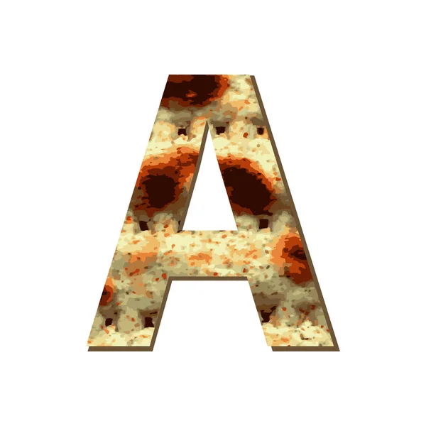 Заглавная английская буква А с текстурой мацы. Шрифт на Пасху. Векторная иллюстрация на изолированном фоне . — стоковый вектор