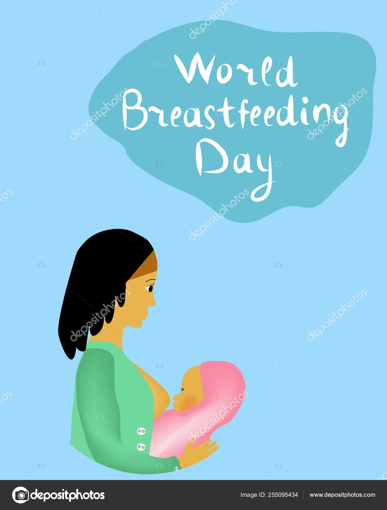 Journee Mondiale De L Allaitement Maternel Mere Allaitant Un Bebe Infographie Illustration Vectorielle Sur Fond Isole Image Vectorielle Par Mikrostoker C Illustration