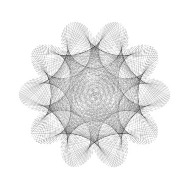 Mandala, optik illüzyon, desen, dairesel geometrik desen, spirogram. Oryantal desen. Yalıtılmış arka planda vektör çizimi.
