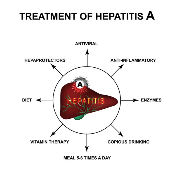 Tratamiento de la hepatitis C. Día Mundial de la Hepatitis. Infografías. Ilustración vectorial sobre fondo aislado . — Vector de stock