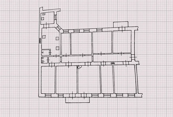 Plan d'étage. Dessin sur papier graphique. Illustration vectorielle . — Image vectorielle