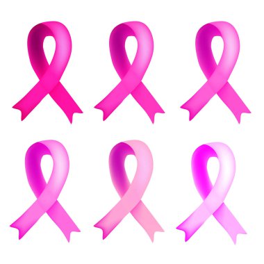 Pembe kurdeleler altı tonları kümesi. Dünya meme kanser günü. Infographics. Vektör illüstrasyon izole arka plan üzerinde