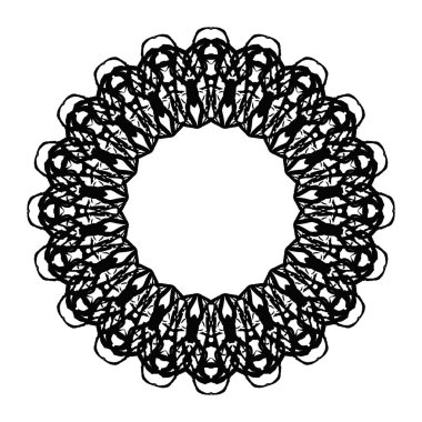 Siyah Kadife Vintage mandala. Doğu, Hint, Arap. El çizimi. Desen. Grafik sanatları. Yalıtılmış arka planda vektör çizimi,