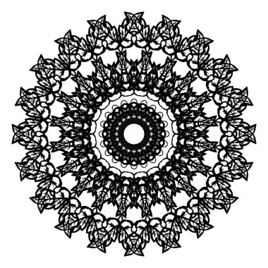 Siyah Kadife Vintage mandala. Doğu, Hint, Arap. El çizimi. Desen. Grafik sanatları. Yalıtılmış arka planda vektör çizimi