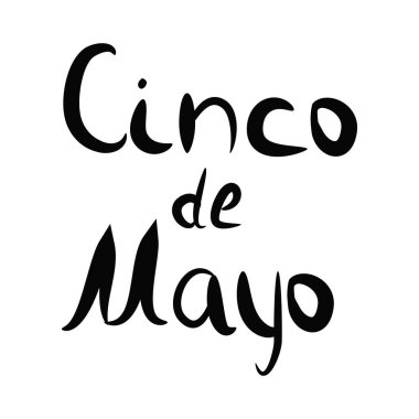 Cinco de Mayo. Yazıt harfleri. Yalıtılmış arka planda vektör çizimi