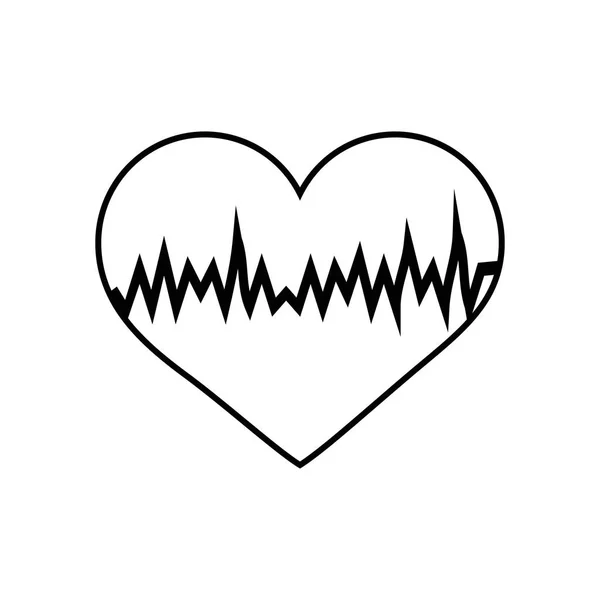 Coeur avec cardiogramme. Croquis. icône linéaire. Illustration vectorielle — Image vectorielle
