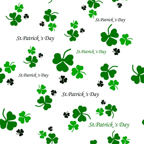 Seamless white pattern of leaf clover. St.Patrick s Day. Vector illustration — Stock Vector