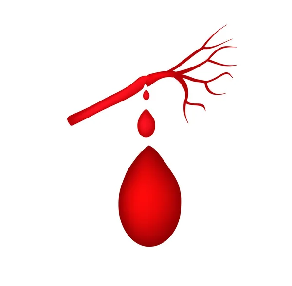 Krwawienie. Naczynie krwionośne pękło. Ilustracja wektora na pojedynczym tle. — Wektor stockowy