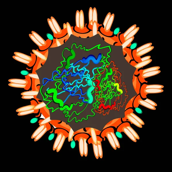 Коронавирус. Структура китайского коронавируса. Вирус гриппа. Грипп. Векторная иллюстрация . — стоковый вектор