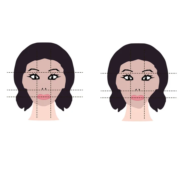 Assimetria facial. Defeito cosmético. Dentes incorretos mordida — Vetor de Stock