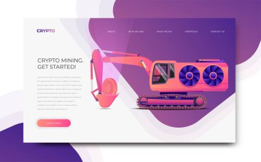 GPU madenci Digger. Cryptocurrency madencilik temalı afiş şablon.