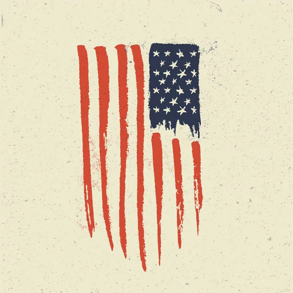 Ručně tažené americkou vlajku. Grunge vintage stylu vektorové ilustrace. — Stockový vektor