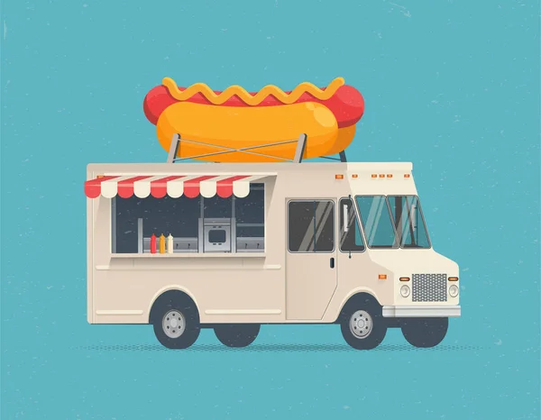 Camião de comida Hot Dog Street. Vetor — Vetor de Stock