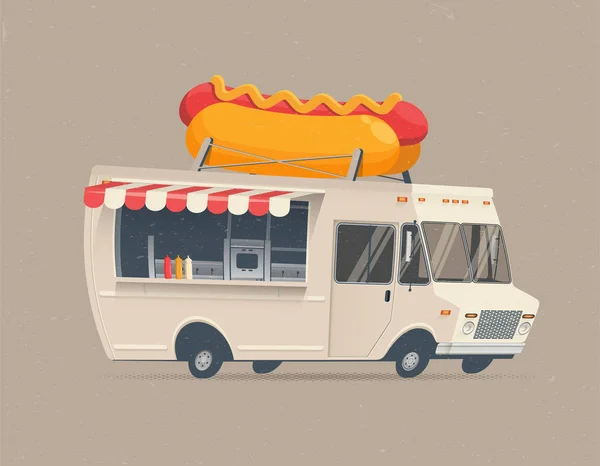 Camião de comida Hot Dog. Desenhos animados estilo ilustração vetorial . — Vetor de Stock