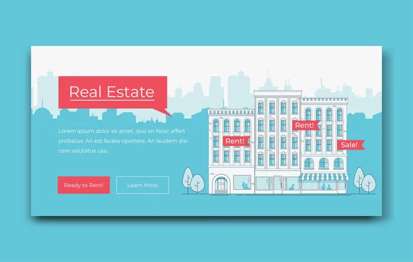 Real Estate Website Banner Template. Vector illustration. — Stock Vector