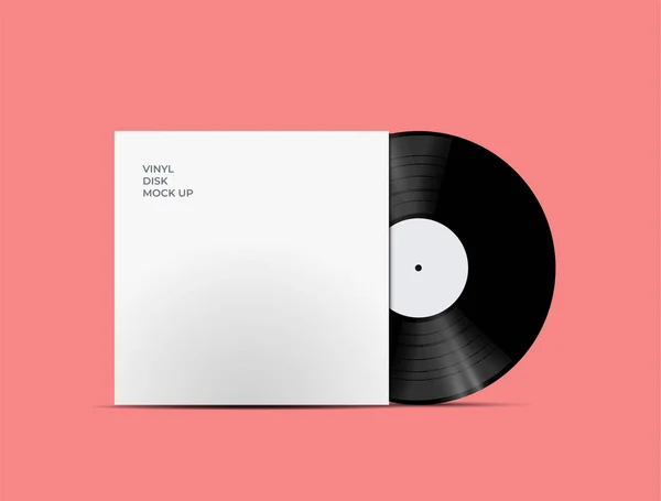LP kayıt disk vinil vinil disk içinde kapak. Gerçekçi vektör mockup. Vektör çizim.