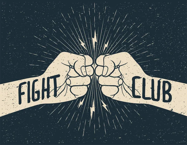 Fight Club. Deux armes avec signe du club de combat. Illustration vectorielle de style grunge . — Image vectorielle