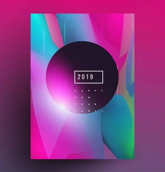 Moderno estilo abstrato fluxo fundo cartaz ou modelo de folheto. Novo cartaz de ano 2019. Ilustração vetorial minimalista . — Vetor de Stock
