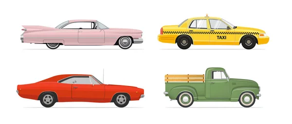 İzole arabalar beyaz arka plan üzerinde ayarlayın. Vektör çizim.