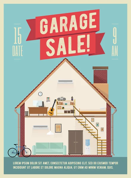 Garagem Venda Banner Flyer Poster Design. Ilustração vetorial . — Vetor de Stock