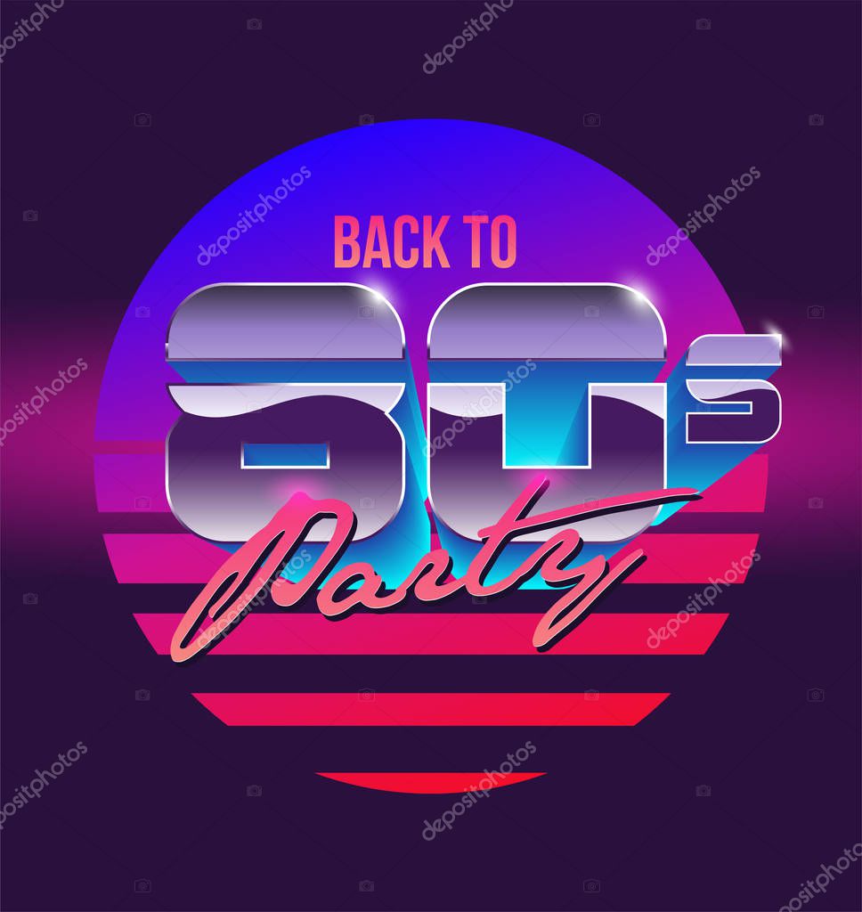 Back to 80's sign banner. Vintage styled vector illustration.