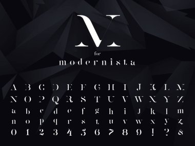 Modernista. Ultra modern minimalist yazı tipi, logonuz için yazı tipi, poster, kitap kapağı veya herhangi bir grafik tasarım projesi. Vektör çizimi.