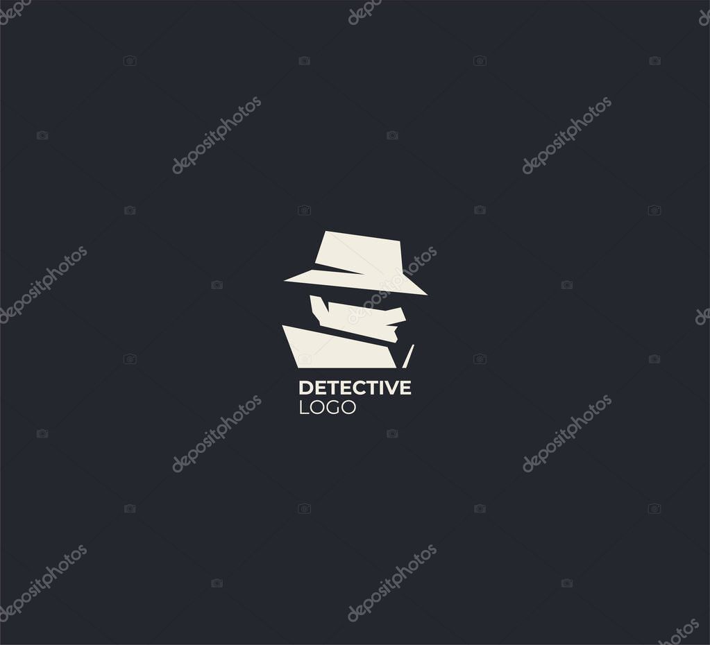 Spy detective logo design template. Criminal internet hacker logo. Investigation concept. Detective agency vector sign. Spy icon. Vintage label. Private detective logo. Vector  EPS 10 illustration.