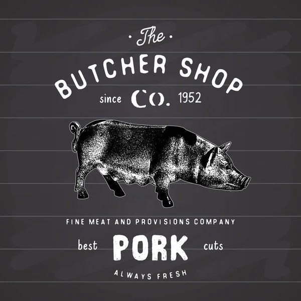 Boucherie Produits Viande Porc Rustique Vintage Design Marque — Image vectorielle