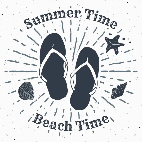 Vintage Summer Vacation Design Flip Flops Lettering — Stock Vector