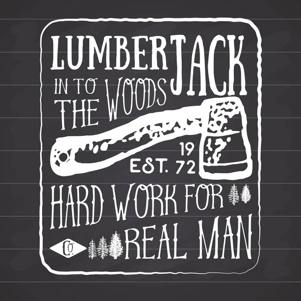Lumberjack Vintage Hand Drawn Hipster Shirt Print Design — Stock Vector