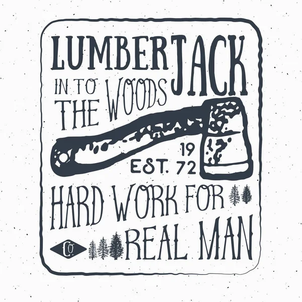Lumberjack Старовинна Рука Намальована Хіпстер Футболка Дизайн Друку — стоковий вектор