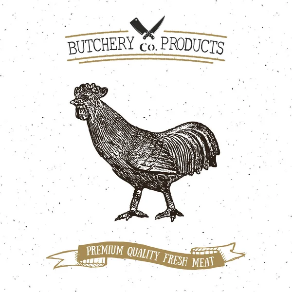Butcher Shop Emblema Vintage Modelo Logotipo Talho —  Vetores de Stock