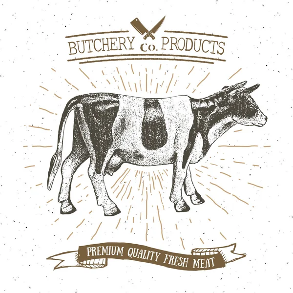 Butcher Shop Vintage Emblem Butchery Logo Template — Stock Vector