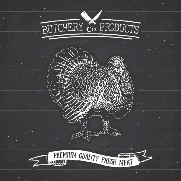 Butcher Shop Vintage Emblem Med Turkiet Köttprodukter — Stock vektor