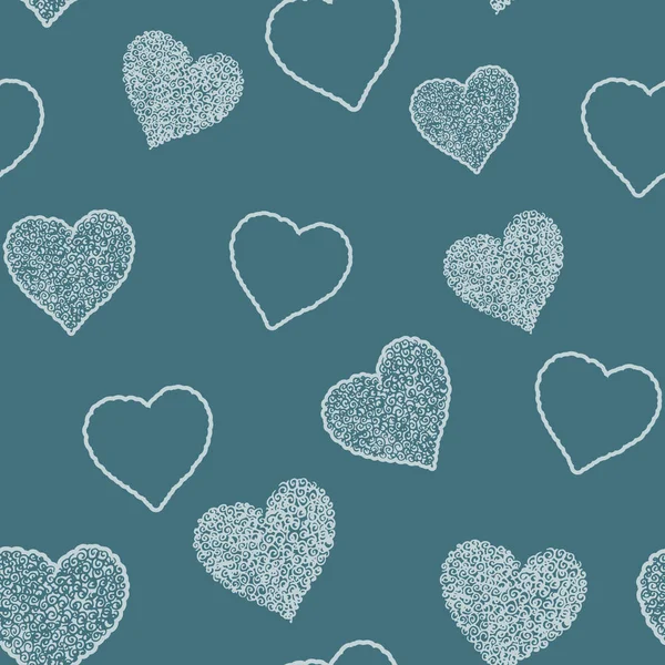 Seamless Pattern Hand Drawn Doodle Hearts — Stock Vector