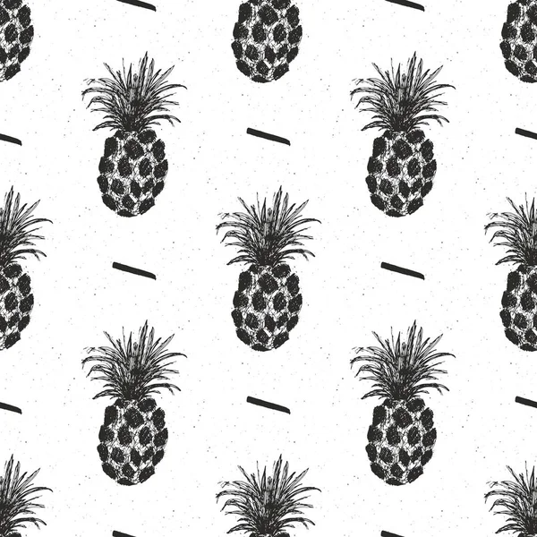 Patrón Sin Costura Dibujado Mano Piña Frutas Fondo Vector Ilustración — Archivo Imágenes Vectoriales