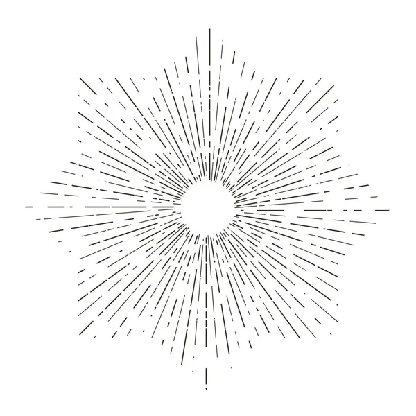 Retrosol Brister Vintage Strålande Solstrålar Form För Logotyp Etiketter Eller — Stock vektor