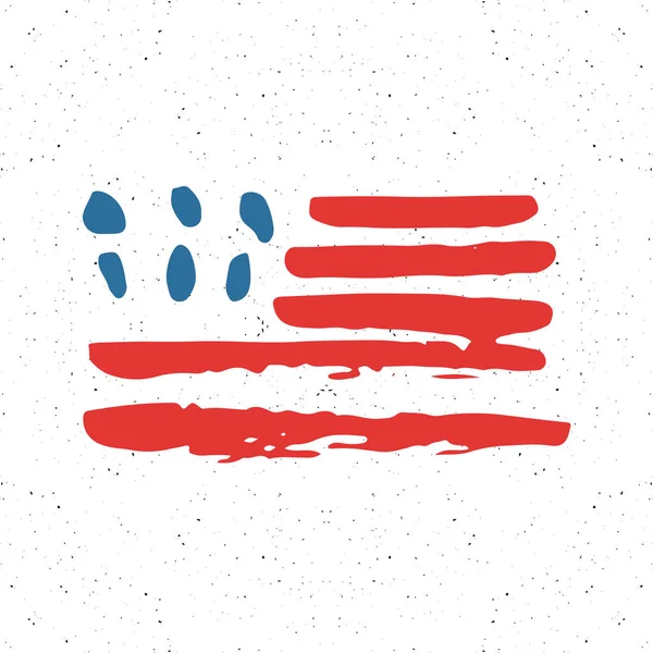Великолепный Ручной Рисунок Флага Сша Американский Абстрактный Текстурированный Значок Векторная — стоковый вектор