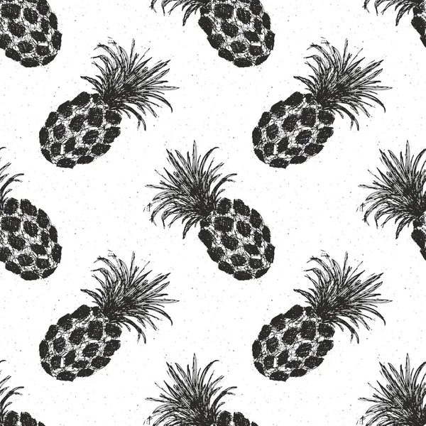 Patrón Sin Costura Dibujado Mano Piña Frutas Fondo Vector Ilustración — Archivo Imágenes Vectoriales