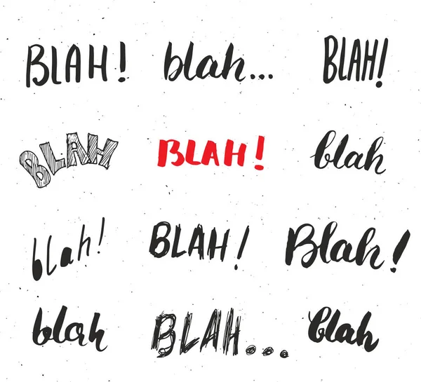 Blah Blah Words Handgeschrieben Set Vektorillustration Isoliert Auf Weißem Hintergrund — Stockvektor