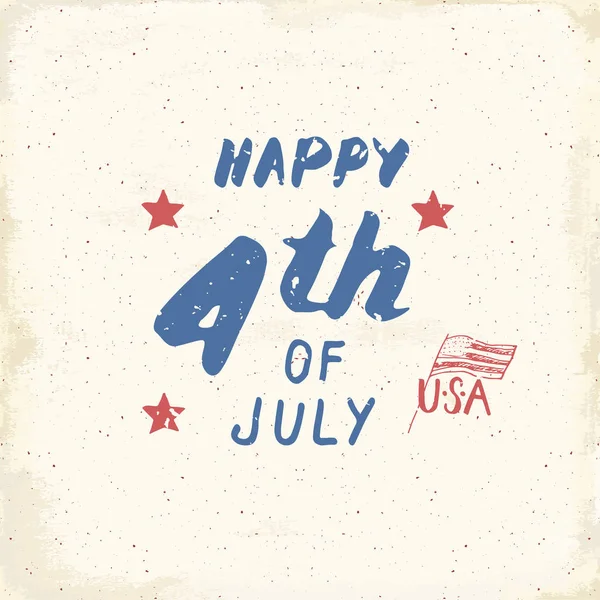 Feliz Día Independencia Cuatro Julio Tarjeta Felicitación Vintage Usa Celebración — Vector de stock