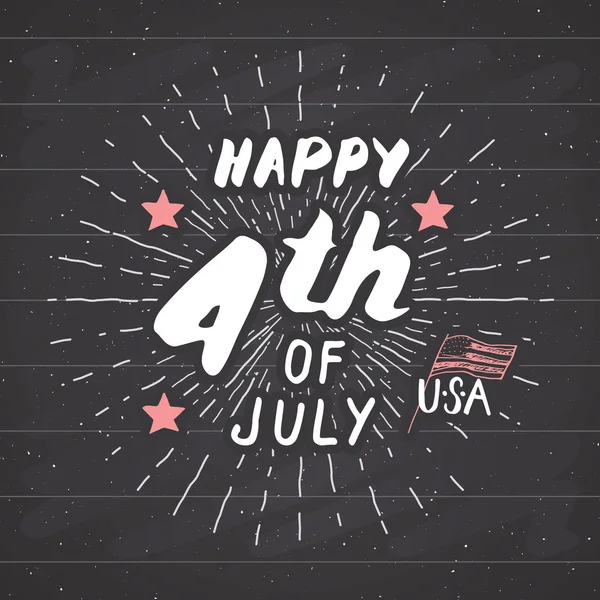 Šťastný Den Nezávislosti Čtvrtého Července Vintage Usa Blahopřání Spojené Státy — Stockový vektor