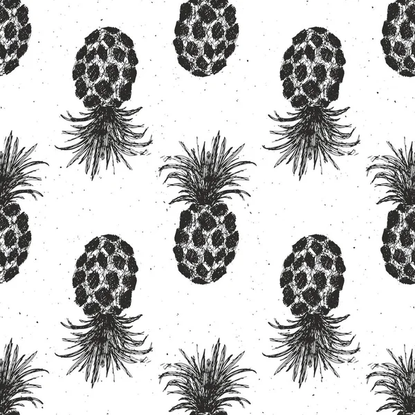 Patrón Sin Costura Dibujado Mano Piña Frutas Fondo Vector Ilustración — Archivo Imágenes Vectoriales