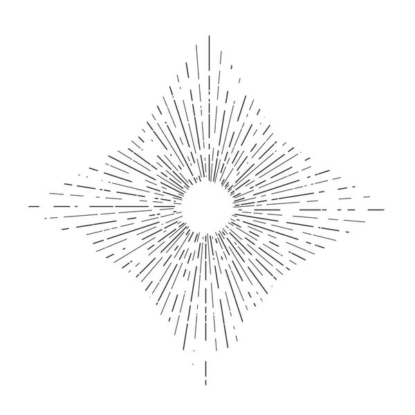 Retrosol Brister Vintage Strålande Solstrålar Form För Logotyp Etiketter Eller — Stock vektor